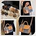 Imagen de CORIOS Elegante Bolso de Mano para Mujer Bolso de Hombro con Diseño Patchwork PU Cuero Bolso de Bandolera Cruzado Tote con Correa Ajustable y Desmontable para Trabajo Viajes Shopper Marrón Azul L