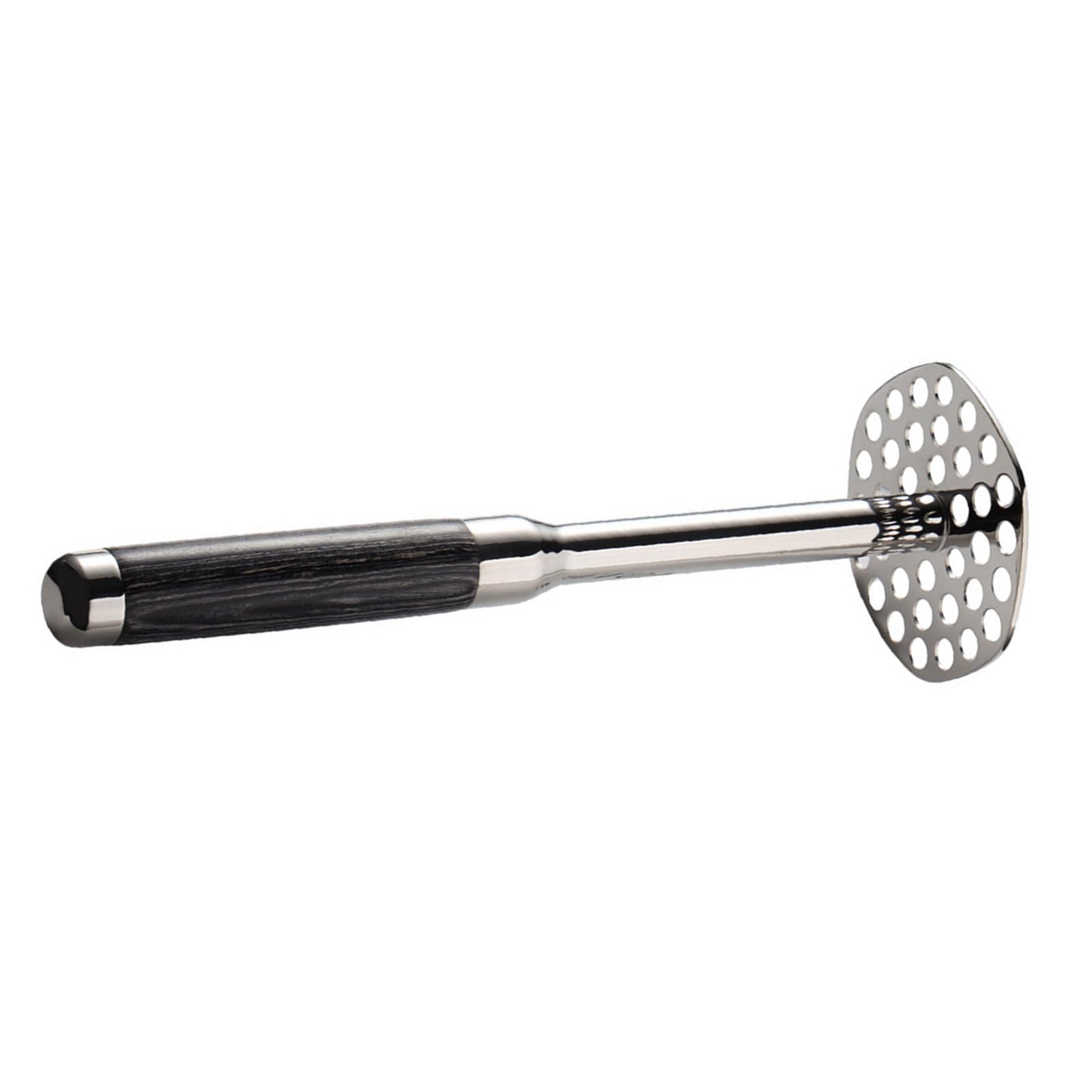 Kalttoy Multicolor Stainless Steel Potato Masher With Ergonomic Wooden Long Handle For Smooth Mashing Of Potatoes Avocados And Vegetables Root Vegetable Smasher
