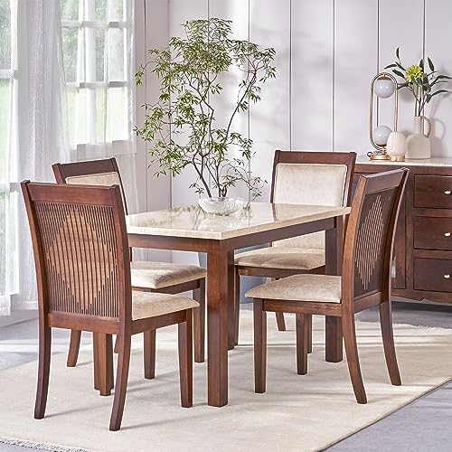 Image of Home Centre Harmony Sia Rubber Wood 4-Seater Dining Set with Chairs - White