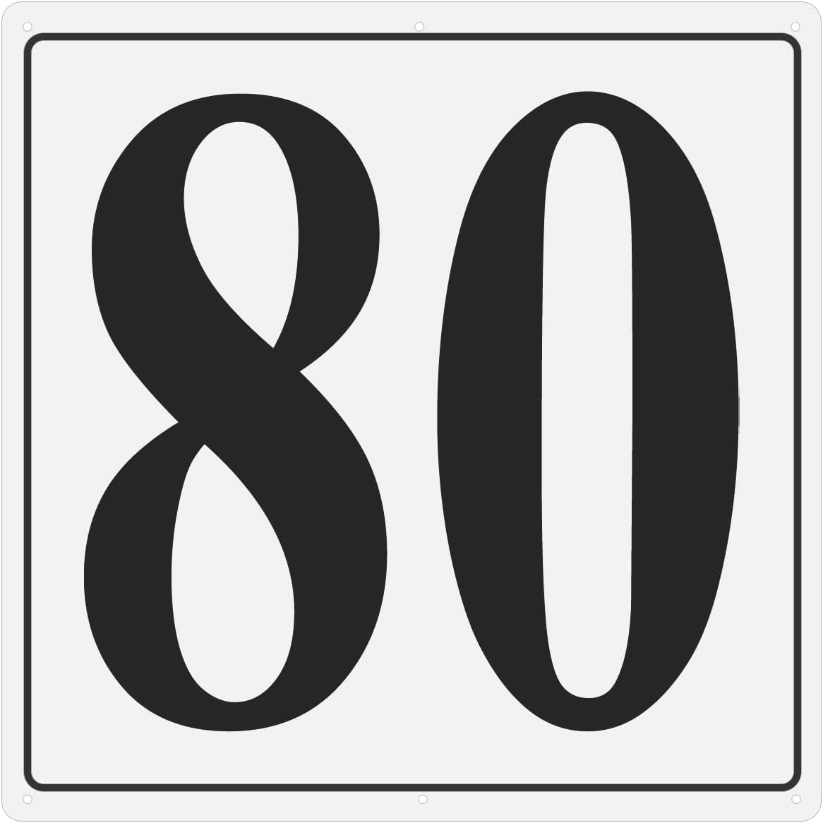 PATIKIL Large Metal Number Sign, 12"x12" Aluminum Number 80 Sign Plate Area Marker Parking Weather-Resistant Signs for Indoor Outdoor Use