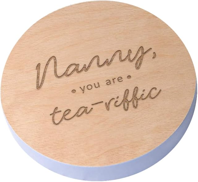 Engraved Lavender Coaster -"Nanny You are Tea-Riffic" Design - Best Nanny Gifts From Grandchild - Nanny Mothers Day Present - Nanny Birthday Gifts - Gifts For Nanny from Grandson Granddaughter
