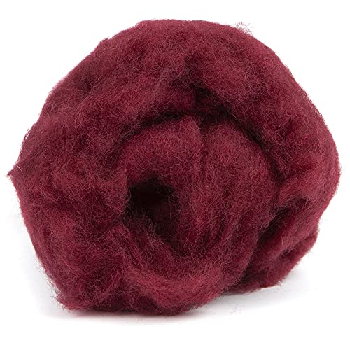 Image of Desert Breeze Distributing Maori Wool Carded Batting, 100% Natural New Zealand Wool Made by DHG in Italy for Needle Felting, 3.5 OZ, 27 Micron, Color Plum