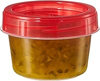 Vista 7 de PLASTICPRO Paquete de 6 recipientes de almacenamiento de alimentos con tapa giratoria con rosca roja, recipientes reutilizables de 4 onzas