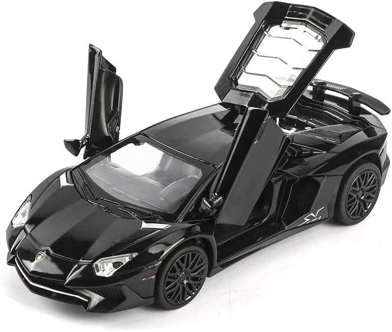 Image of WireScorts Exclusive Alloy Metal Pull Back Die-cast Car 1:32 Lamborgini LP750-4 Diecast Metal Pullback Toy car with Openable Doors & Light, Music Boys Gifts Toys for Kids (LP750-4 - Black)