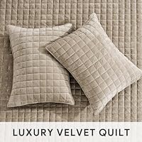 RECYCO Channel Box Stitch Velvet Quilt Set, King Size, Urban Taupe — image 4