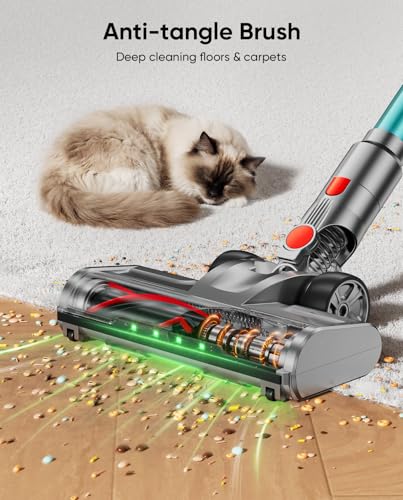 Image of Cordless Vacuum Cleaner, 80Mins 650W /55KPA Self-Standing Vacuum Cleaners for Home, Stick Vacuum with Anti-Tangle Brush, LED Screen, Rechargeable Vacuum for Floor /Carpet /Pet Hair