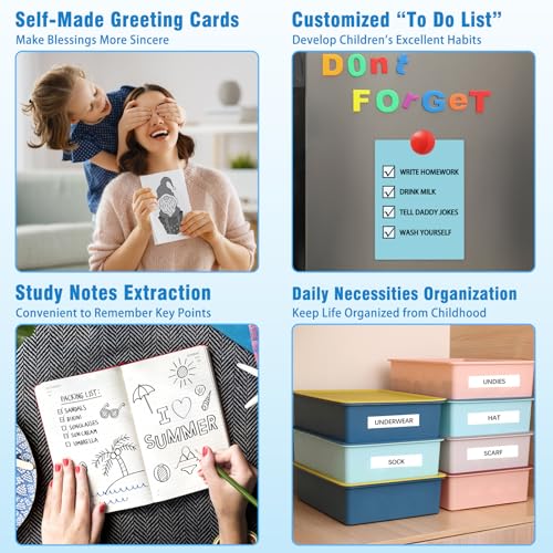 ZAKVOP mini drucker für Smartphone, mini Tragbare Fotodrucker, mini Pocket Printer, Bluetooth thermodrucker für iOS und Android, Aufkleber drucker für Journal, Notizen, Liste, Memo - Blau