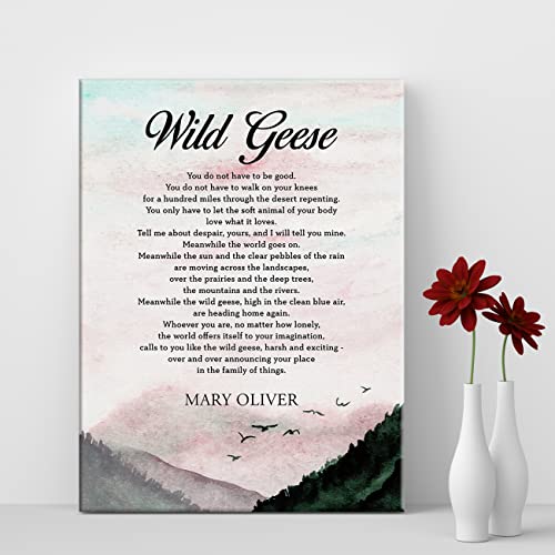 Lexsivo Wild Geese Poem Watercolor Print Canvas Wall Art Home Decor Wild Geese You Do Not Have To Be Good Painting 12X15 Canvas Poster Framed Ready To Hang #TOP3