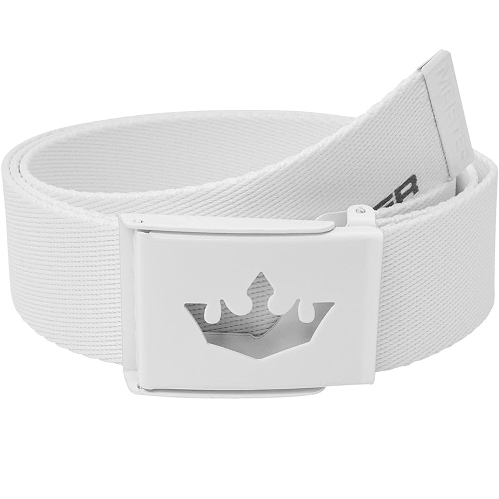 Meister Web Player Golf Belt - Adjustable & Reversible, White, Fits Waist up to 42" (107cm)