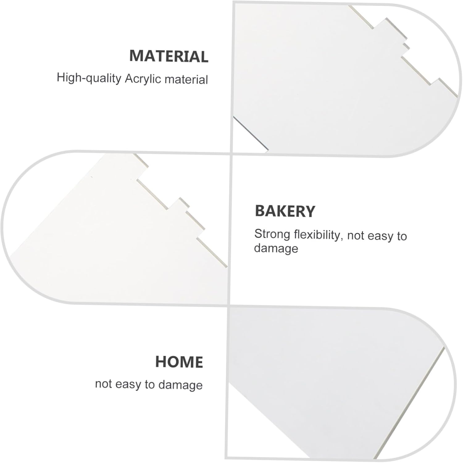 LIFKOME 11-Piece Acrylic Square Cake Tray Set Cake Scrapers Baking Tool for Parties and Events for Home Baking and Dessert Display