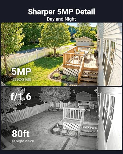 Image of Anlapus 5MP CCTV Camera System, 8CH DVR with 500GB, 4X 5MP Wired Cameras | 360View Pan /Tilt, Human Vehicle Detection, IR Night Vision, Remote Access, 24 /7 Surveillance Indoor Outdoor