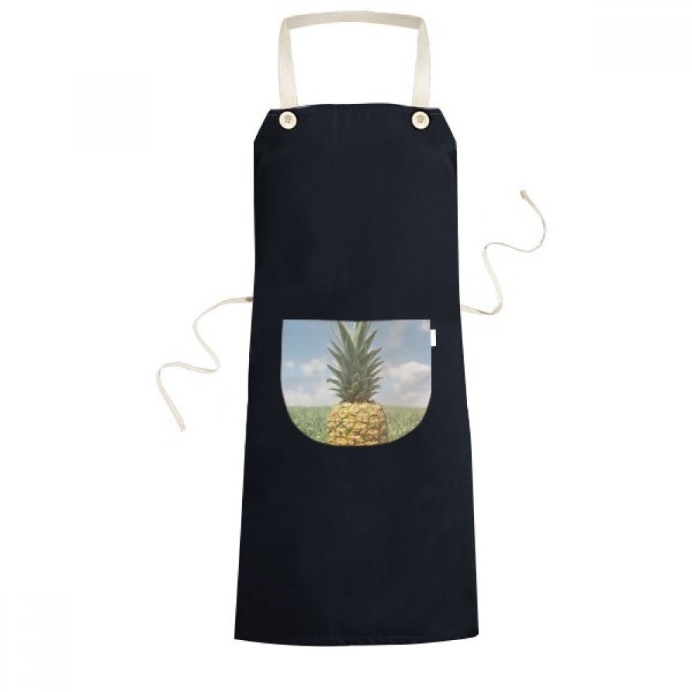 Tablier ananas de cuisine bavoir noir imprimé fruits tropicaux homme femme