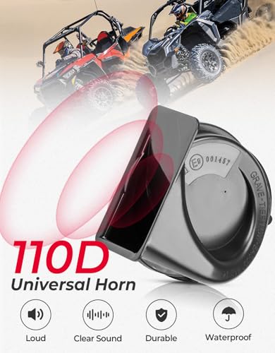 Image of KEMIMOTO UTV Turn Signal Light Kit with 110D Horn, UTV ATV Blinker with Rocker Switch Compatible with Polaris, Can-Am, Teryx, CFMOTO (4 Amber & 4 Red Light, with Horn & License Plate Holder)