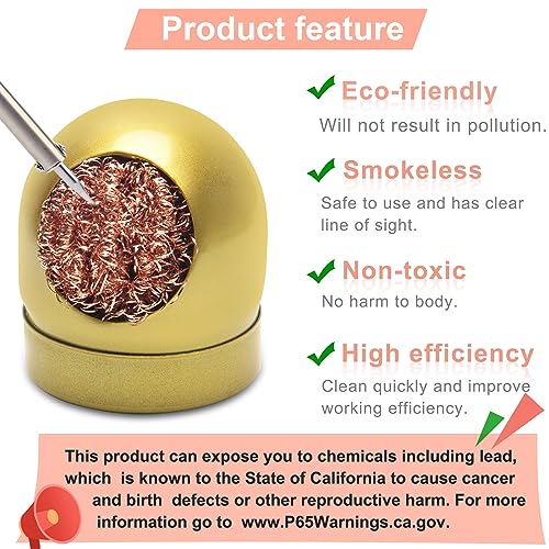 Image of Soldering Iron Tip Cleaner Kit, Windspeed Non-slip Brass Soldering Tip Cleaner Solder Flux Brass Tip Cleaning Brass With Holder, Solder Flux, Solder Wire 4pcs Copper Wire Ball, No Water Needed