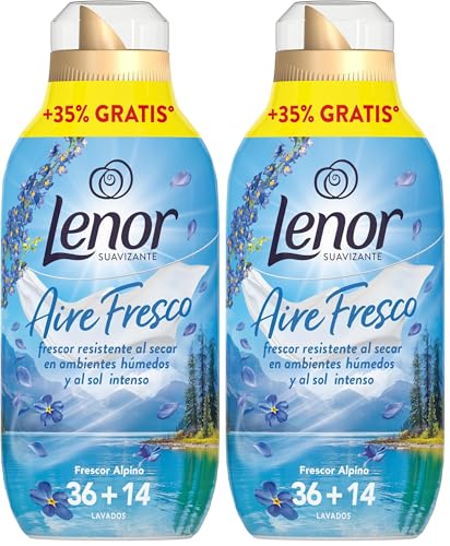 Lenor Aire Fresco Suavizante Para Ropa Frescor Alpino 50 Lavados, 700ml, Frescor Resistente Al Secar En Ambientes Húmedos O Al Sol Intenso (Paquete de 2)