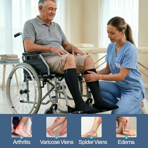 Image of TheraMagic Zipper Compression Socks for Men & Women, 20-30mmHg Closed Toe Graduated Zippered Compression Stocking