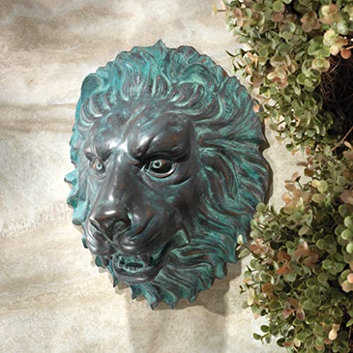 Design Toscano Mp61038 Florentine Lion Head Spouting Bronze Garden Wall Sculpture, Two Tone Bronze & Verdigris #TOP2