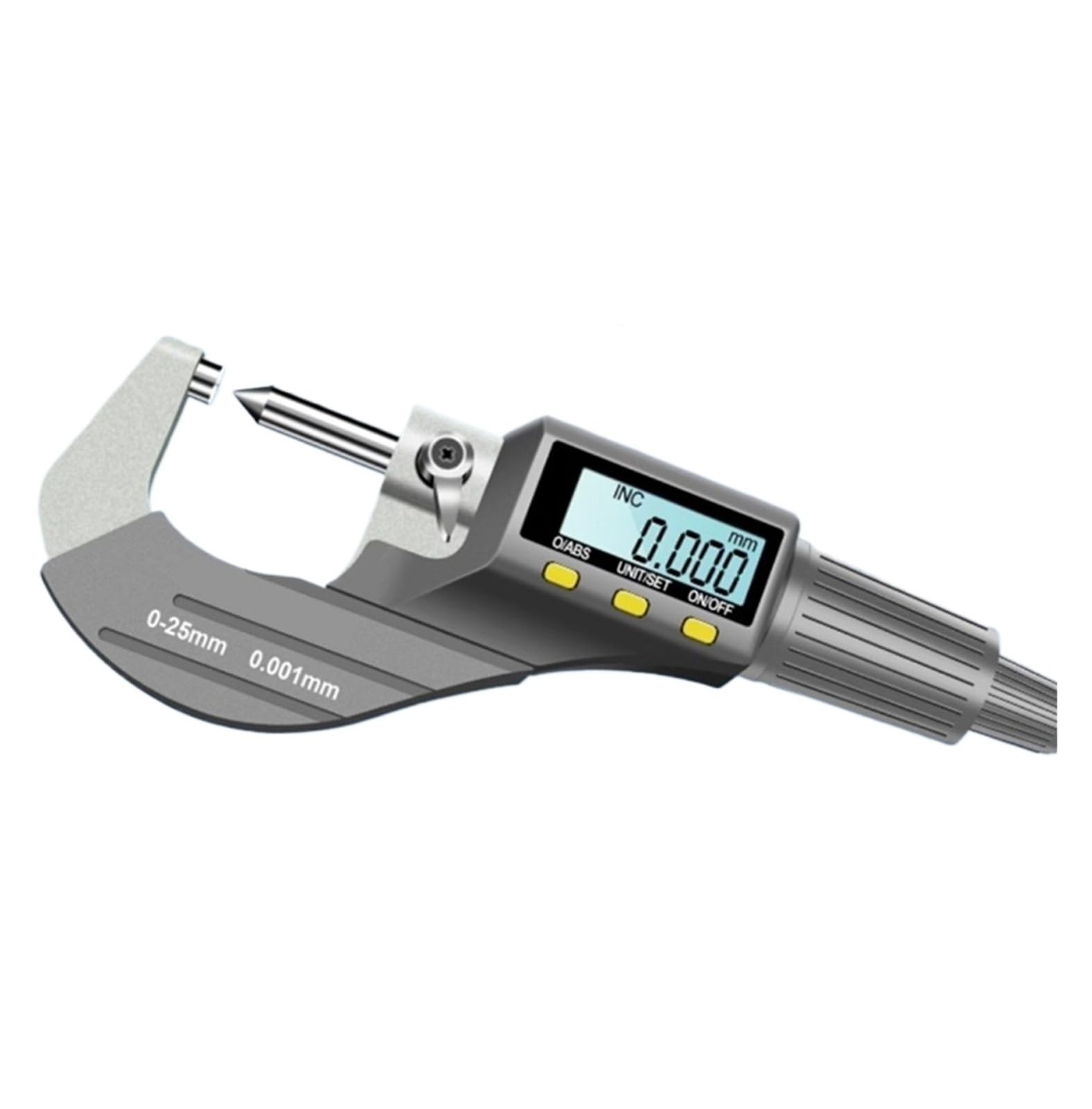 Micrometro digitale multifunzione da 0-25 mm, 0,001 mm, spessore della parete del tamburo, doppia testa a sfera, misuratore di spessore a doppia punta Letture accurate(Single point)