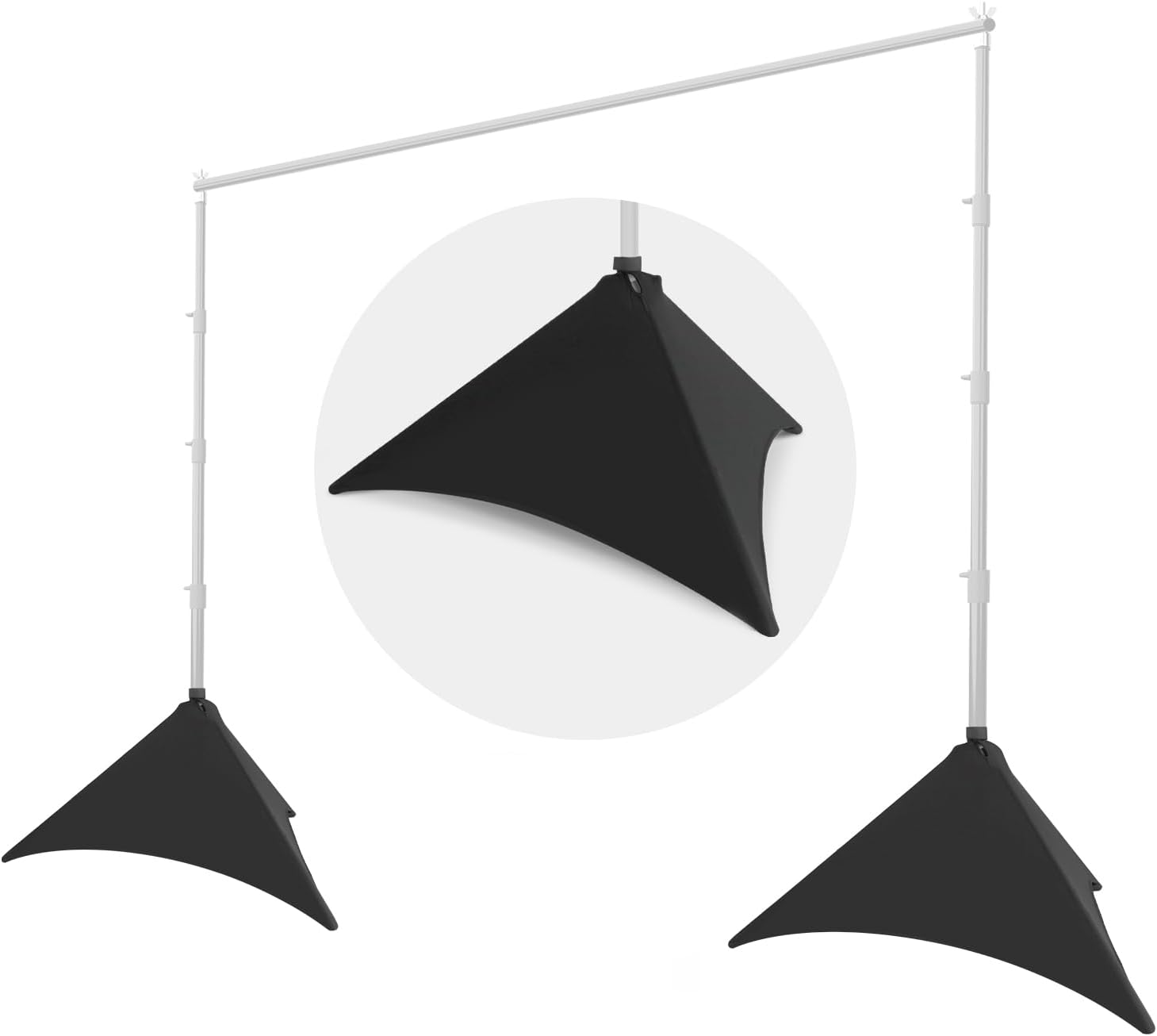 JS JULIUS STUDIO[2-Pack] Backdrop Stands Leg Cover, Leg Skirt for Background Light Stand Tripod, Elastic Stretch Material Skirt 360 Degree, No Wrinkle Cover Synthetic Fabric, JSAG849