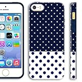 iPhone 5S Case polka dots, Akna Glamour Series [Flexible TPU]*[High Impact] Back Case for iPhone 5 5S [Dark Blue Polka Dots](U.S)