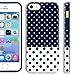 iPhone 5S Case polka dots, Akna Glamour Series [Flexible TPU]*[High Impact] Back Case for iPhone 5 5S [Dark Blue Polka Dots](U.S)