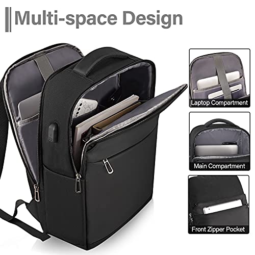 SONAMBULO Laptop Rucksack 15,6 Zoll, Business Notebook Tasche für Unisex mit USB-Anschluss und wasserabweisend, ideal für Arbeit, Reise, Schule, Universität (Schwarz)