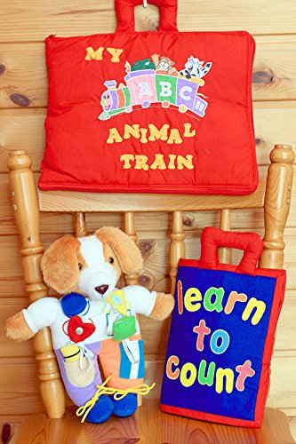 布絵本かずあそび&ABC learn to count&MY ABC ANIMAL TRAIN Red おまけ付き レッスンアニマル ドギィ スマートラーニングギフトセット