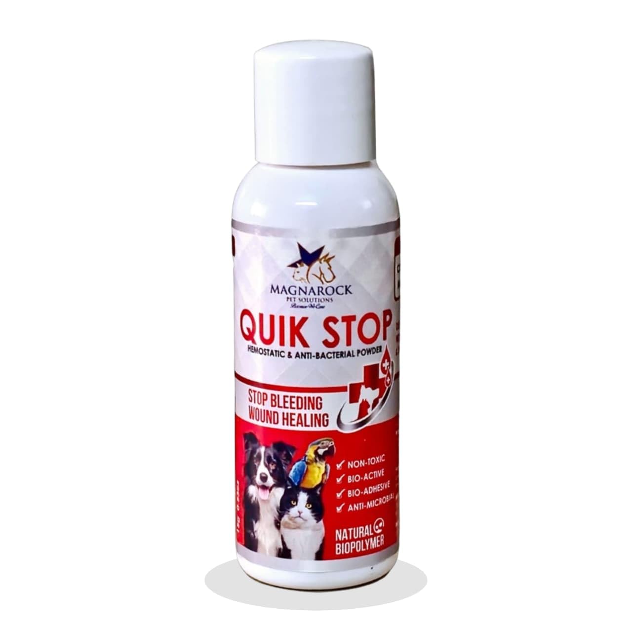 Quik Stop Natural Anti-Microbial Styptic Powder for Pet First Aid- 12 oz Bottle.