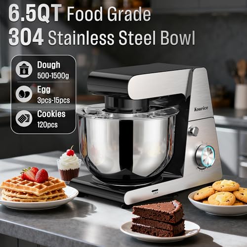 Image of Stand Mixer Body with Stainless Steel Cladding Pro-Grade Powerful Kitchen Mixer for Baking Bread Dough Cake 10+p Speed Tilt-Head Electric Food Mixer With 6.5QT Bowl Dough Hook Wire Whisk Flat Beater