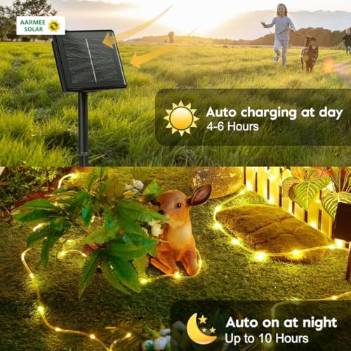 Image of Aarmee Solar Fairy String Light 120 LED, 40ft, 8 Modes, Warm White