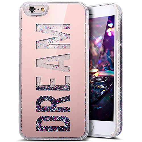 PHEZEN iPhone 6S Plus/6 Plus Case, Bling Glitter Case, Luxury Diamond Hybrid Bling Soft TPU Bumper with Rose Gold Plating Dream Mirror Back 3D Moving Sparkle Hard Case for iPhone 6/6S Plus 5.5