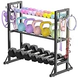 3-Tier Adjustable Dumbbell Rack Stand - Heavy-Duty Carbon Steel Weight Storage Organizer for Home Gym, Easy Assembly, 450 lb Capacity for Dumbbells & Kettlebells(dumbbell rack stand only)