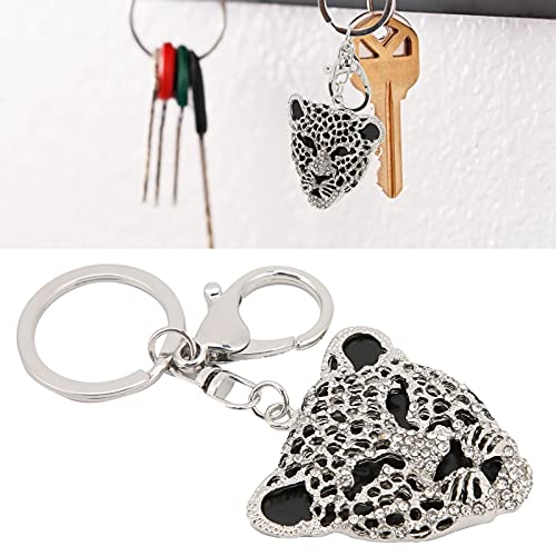 Anel de Chaveiro de Com Cabeça de Leopardo, Pingente de Bolsa Brilhante Brilhante para Meninas, Com