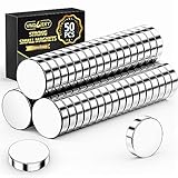 VNDUEEY Lot de 50 aimants puissants en néodyme extra puissants - 12 x 3 mm - Mini aimants pour réfrigérateur, tableau blanc - Ronds - Idéal pour tableau blanc, bureau, artisanat, réfrigérateur