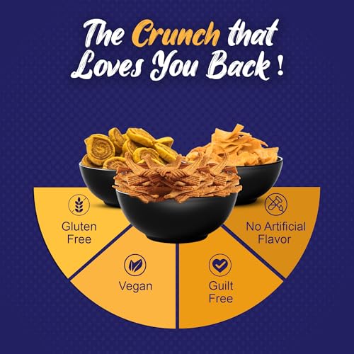 Image of Evolve Combo Healthy Snacks for Kids, Adults | Baked Bhakarwadi, Ragi and Oats Chips | Vacuum Fried, No Artificial Colors & Preservatives - Pack of 3 (100g Each)