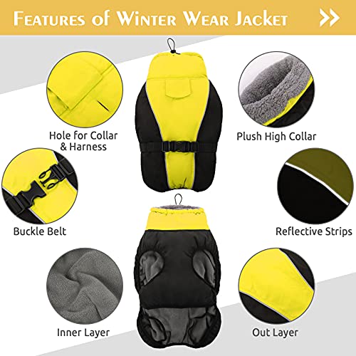 Dentrun Winter Warm Dog Coat Windproof Cozy Dog Jacket Cold Weather Thick Fleece Vest Water Repellent Apparel With Harness/Leash Hole & Reflective For Outdoor Small Medium Large Dogs #TOP3