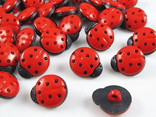Pack of 50 - Craft Ladybug Buttons 15mm (Red)