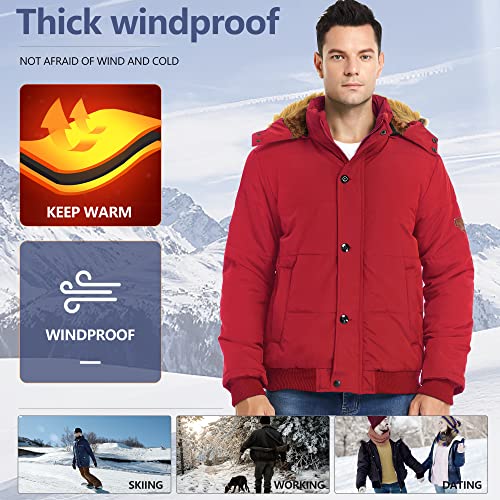 Heihuohua Men's Winter Thicken Coat Warm Puffer Jacket with Removable Hood3