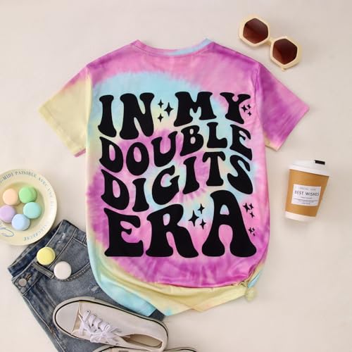 Image of IZYJOY in My Double Digits Era Shirts Girls 10th Birthday T-Shirts 10 Years Old Birthday Party Short Sleeve Summer Tee Tops