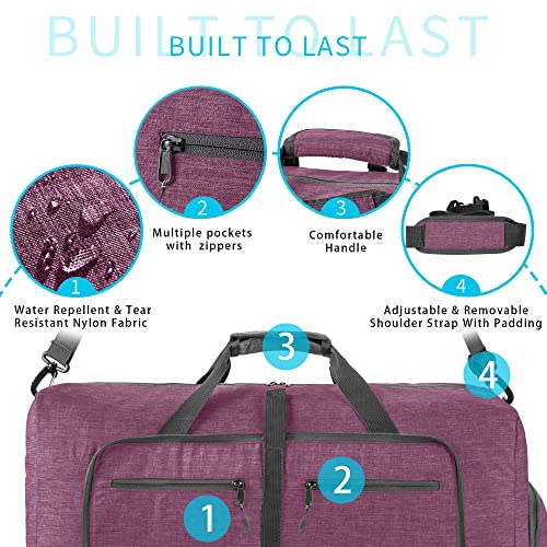 Image of Vomgomfom 65L /85L /115L Foldable Travel Duffle Bag with Shoe Compartment