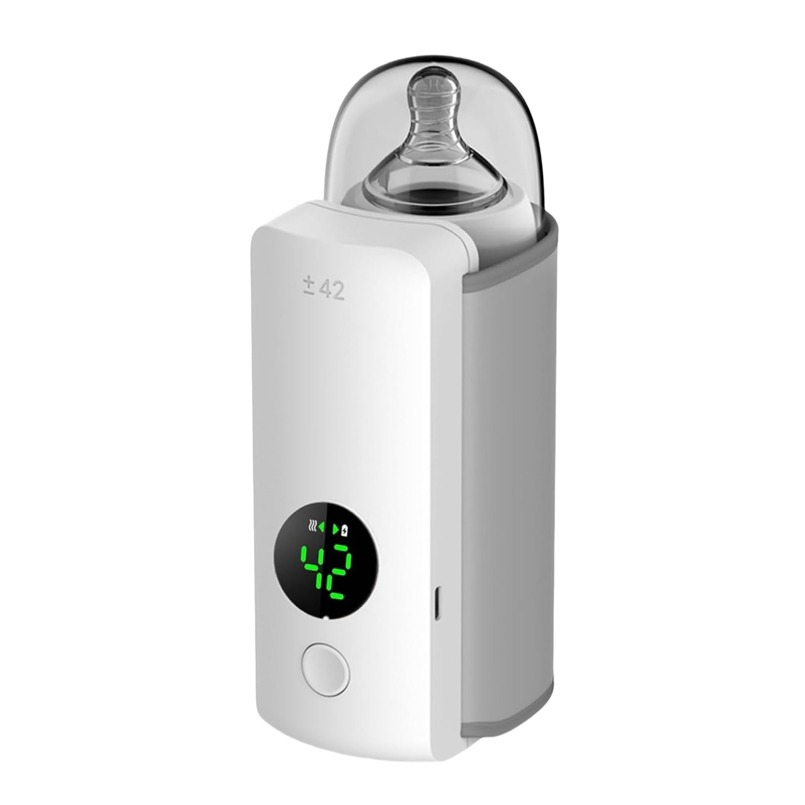 Baby Bottle Warmer, Portable Bottle Warmer for Travel, Fast Heating & Constant Warming, 6 Temperature Gears & Temperature Display, USB Rechargeable Milk Warmer for Baby