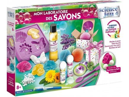 Mon Premier Coffret : Mon Laboratoire de savons parfumées des 8 Ans - Science et Jeu - Fabrication savons - Set Science et Jeu Enfant + Carte