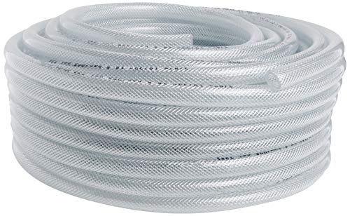 Duda Energy Hppvc038-100Ft 100' X 3/8" Id High Pressure Braided Clear Flexible Pvc Tubing Heavy Duty Uv Chemical Resistant Vinyl Hose Water Oil #TOP25