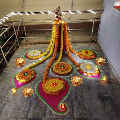 Image of Easyera Beautiful Lotus Tealight Holder Candle Stand Metal Home Decoration Festival Occasions Diwali Ga (Not Include Glass Candle) Golden Pack 6 (Pack of 6- (Golden) Mini Lotus)
