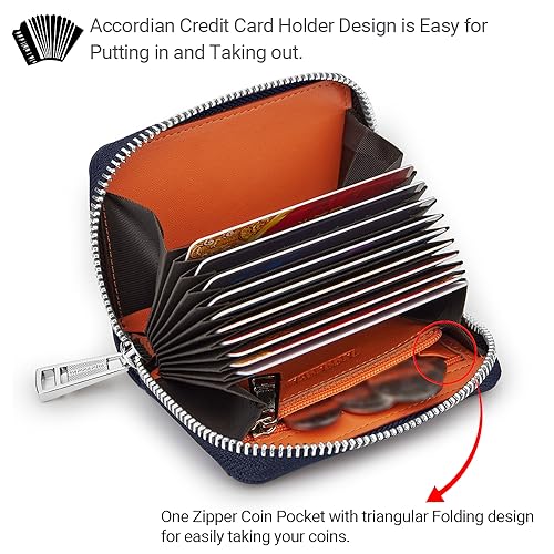 VANNANBA Chain Wallet Zipper Large Capacity Organizer Accordion Wallet Genuine Leather Purse RFID Blocking Wallet for Men,black102