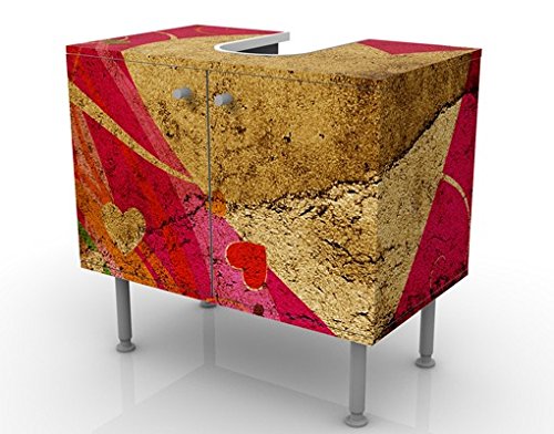 Waschbeckenunterschrank 2 Türen Muster höhenverstellbar mit Füßen - 60er Breite - originell Modern Unterschrank dekorativ Bad Gäste WC Möbel mit Motiv 1340