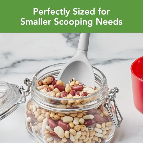 Image of Tovolo Flex Core Small Deep Spoon Silicone for Cooking Mixing Baking, Dishwasher Safe BPA Free All Silicone Kitchen Mini Spoon Heat Resistant Nonstick Safe Serving Spoon, Oyster Gray