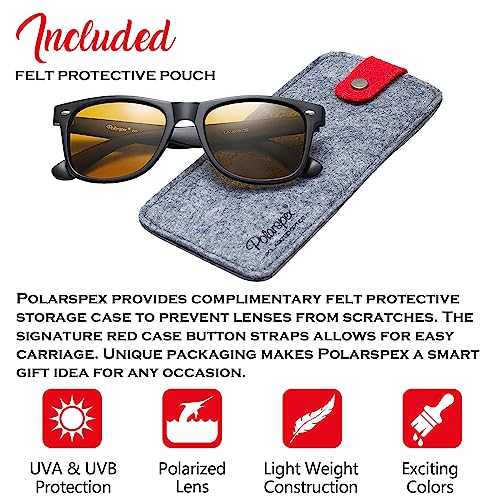 Image of PolarSpex Polarized Sunglasses for Men and Women | UV Protection, Durable Lightweight Frame, Retro Style, Felt Carrying Case, Clear Vision for Driving, Fishing & Everyday Wear.