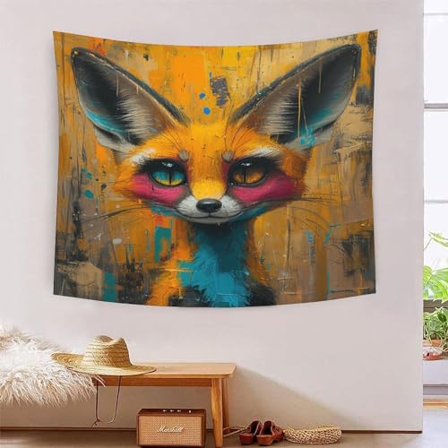 Tapisserie art mural fox 3d effet tissu lavable salon 180cmx230cm