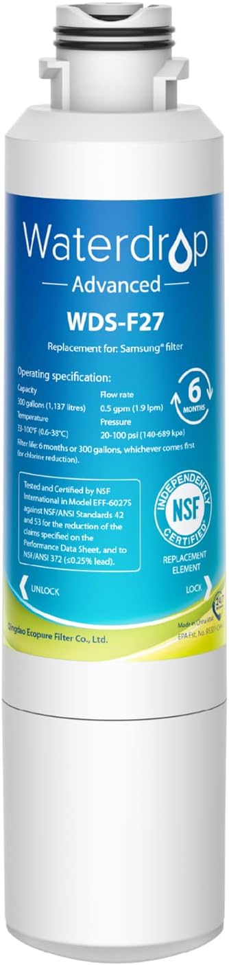 Waterdrop DA29-00020B NSF 53&42 Certified Refrigerator Water Filter, Replacement for Samsung DA29-00020B, DA29-00020A, HAF-CIN/EXP, 46-9101, WDS-F27, 1 Filter